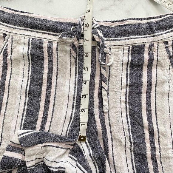 Calvin Klein Striped Linen Blend Drawstring Summer Shorts - Picture 7 of 9